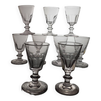 9 19th century Caton / Baccarat style wine glasses
