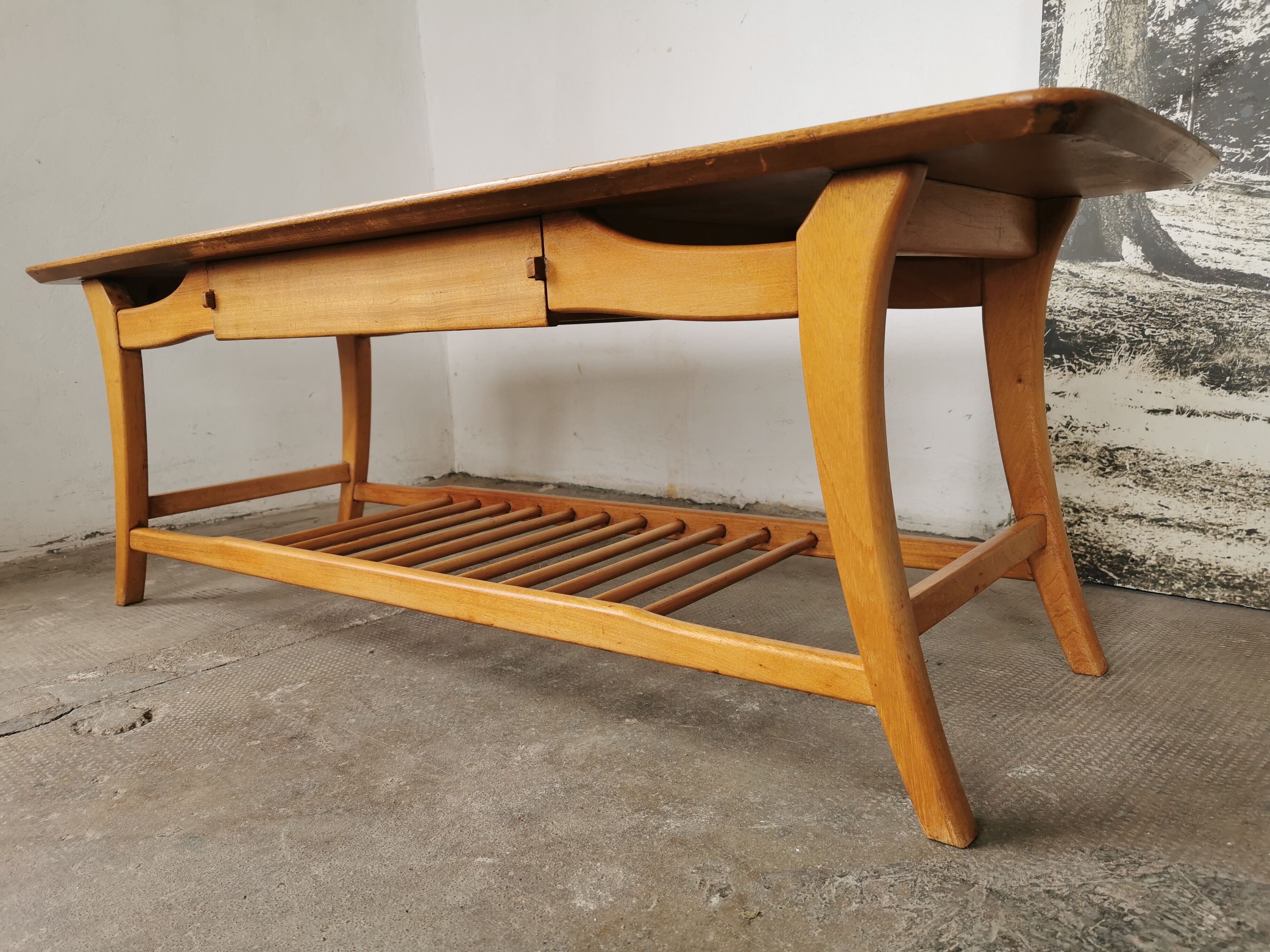 Scandinavian coffee table in blond wood