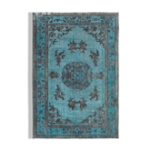 Tapis bleu oriental contemporain des années 1980 noué à la main 200 cm x 291 cm