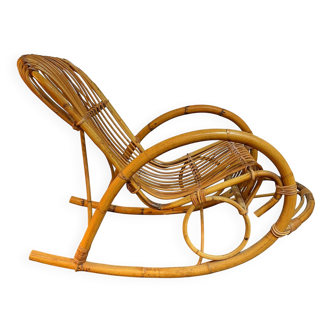 Vintage 1960s rattan rocking chair