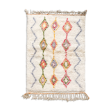 Moroccan Berber carpet azilal ecru with colored diamonds 161x118cm