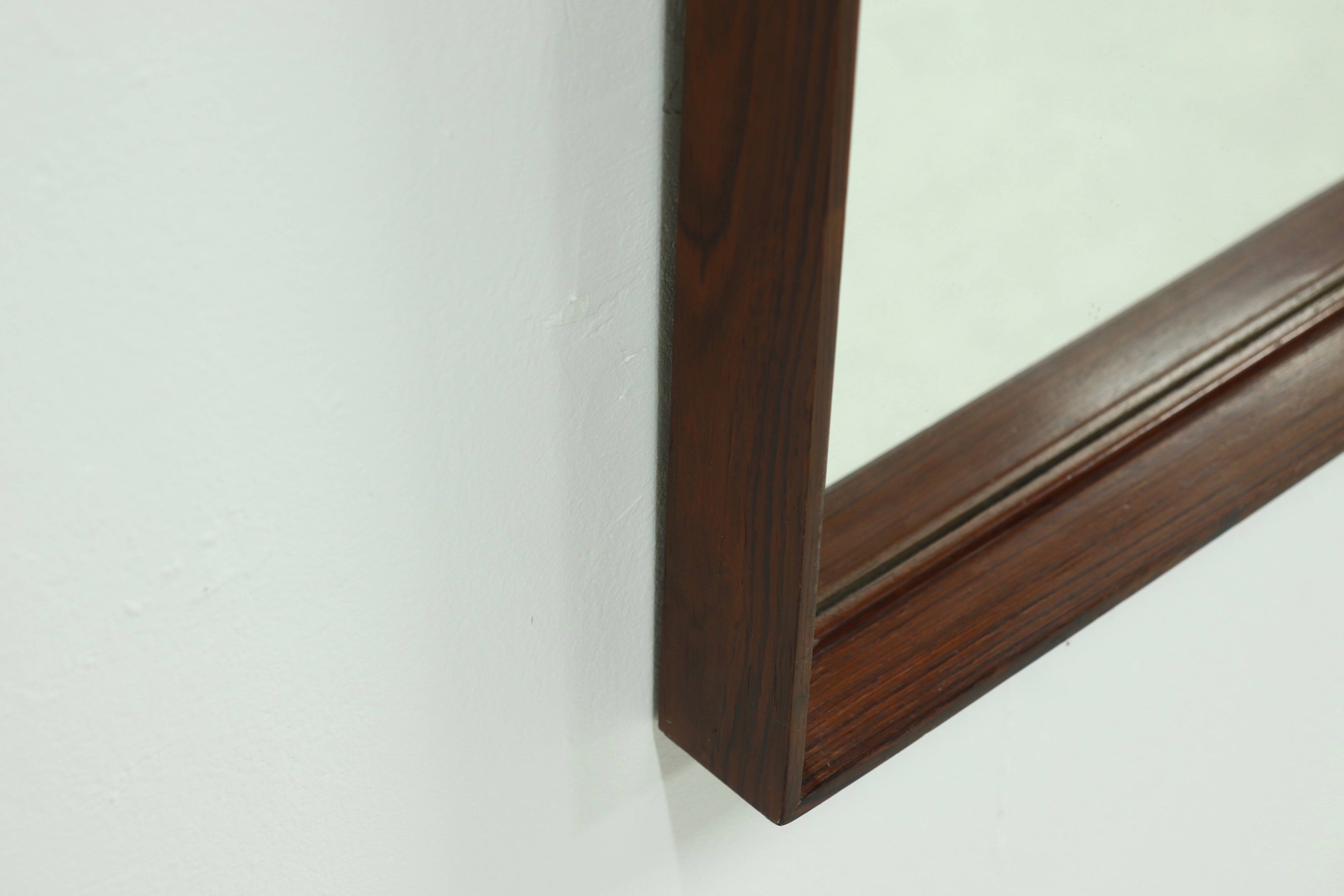 Large Scandinavian Rectangular Rosewood Mirror 1960s