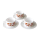 3 coffee cups and under cups arcopal - vintage orange flower model