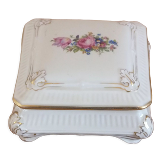 Boîte bonbonnière en porcelaine décor floral