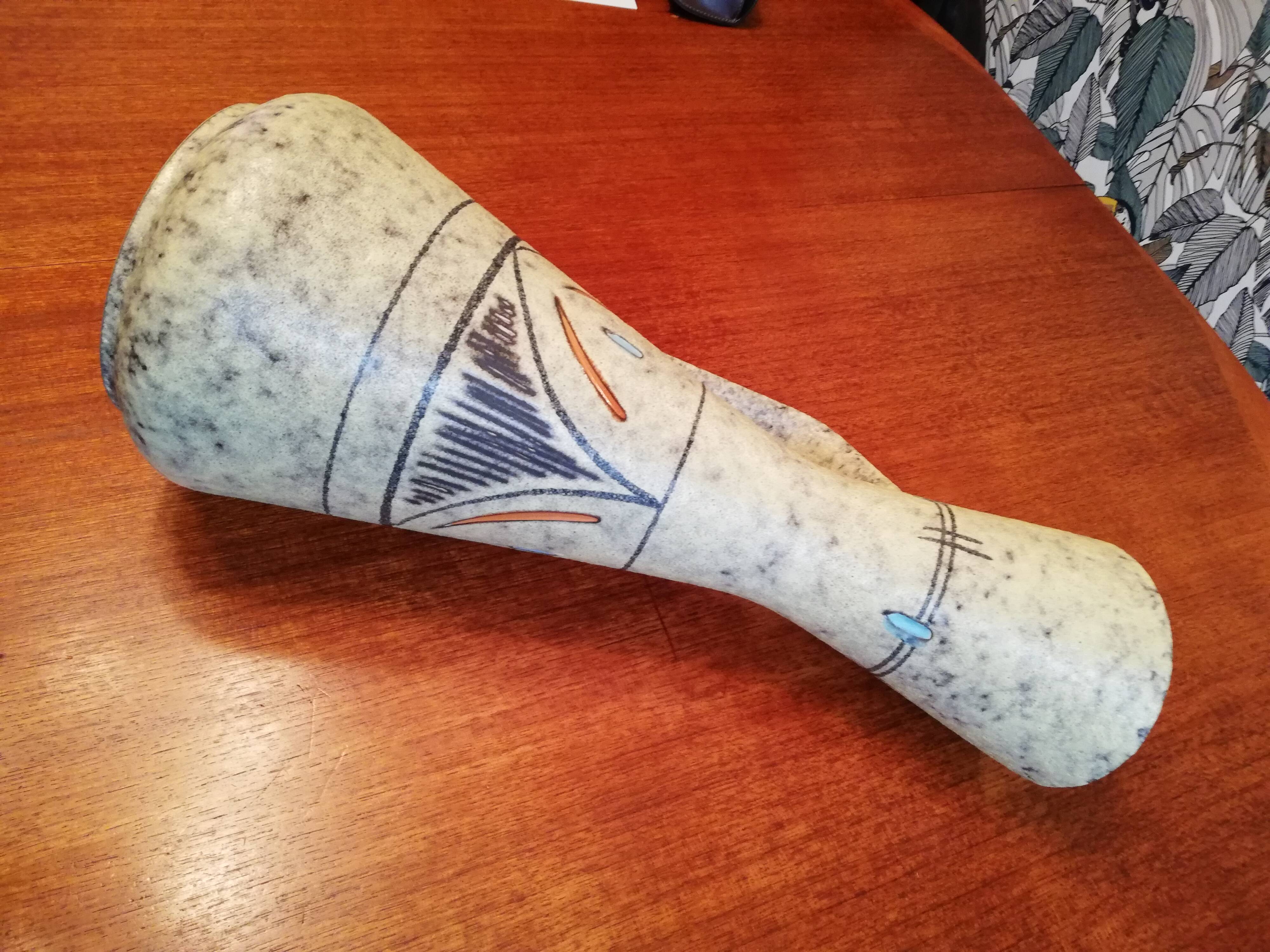 Large ceramic pitcher vase signed Foreign Height 50 cm