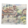 Watercolor old village