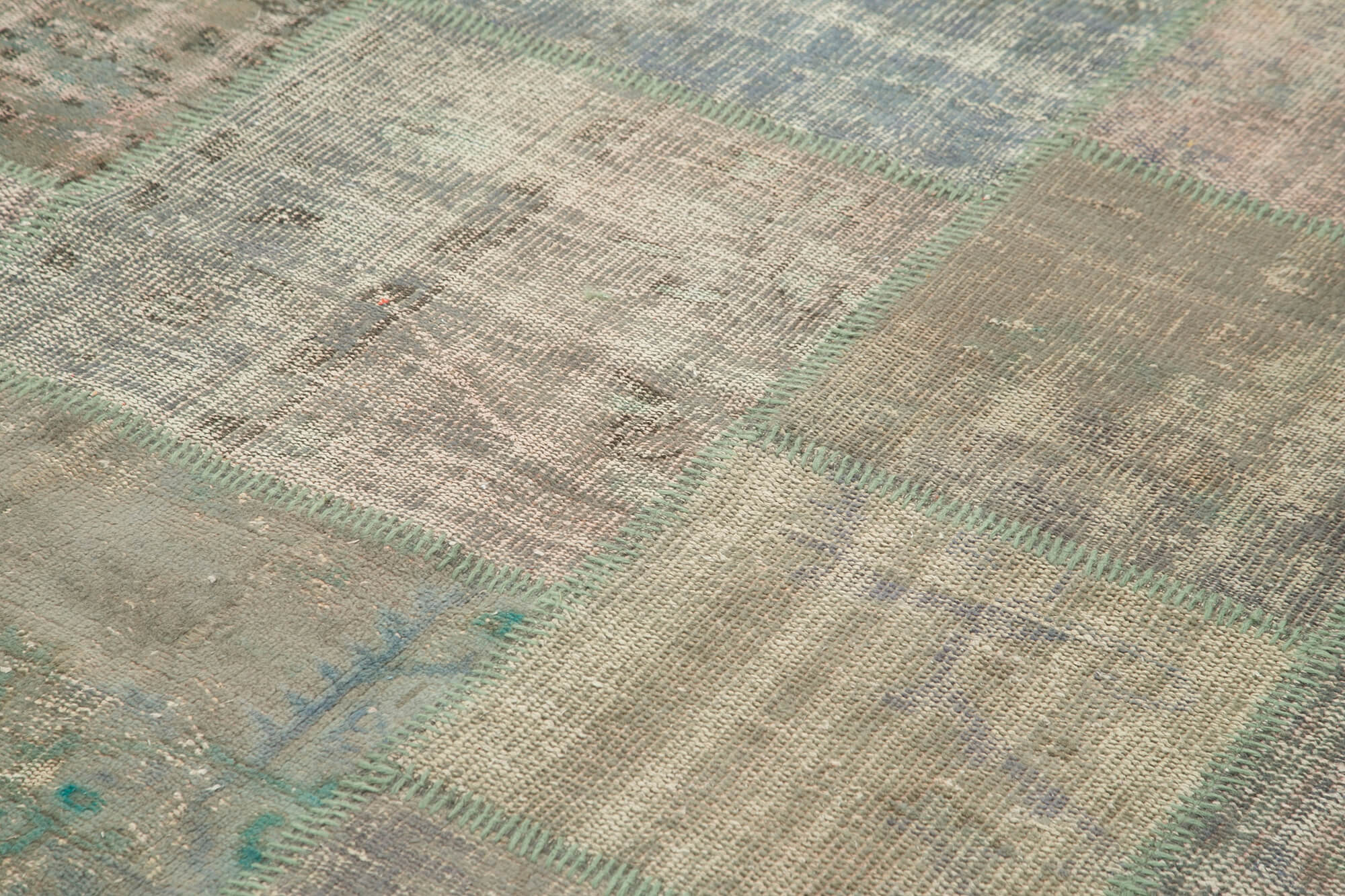 Handmade anatolian vintage 200 cm x 303 cm grey patchwork rug