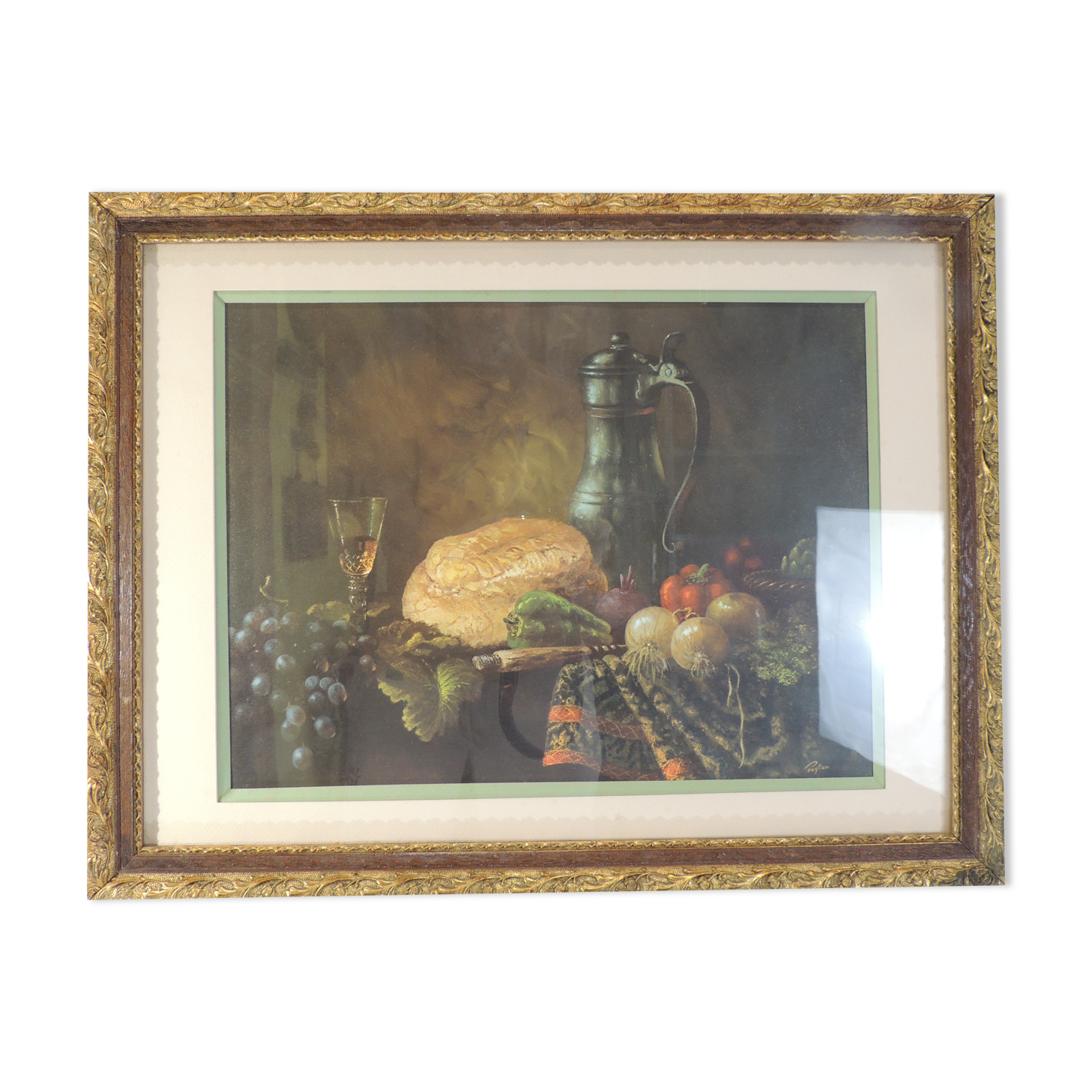 Tableau nature morte reproduction vintage cadre bois