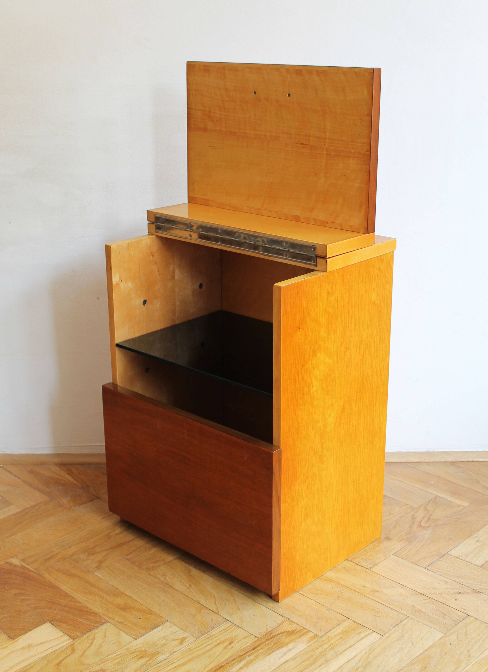 1960s Minimalist Drinks Cabinet with Top and Front Opening