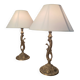 Pair of bronze bedside lamps in Rococo style 42x24, electrical working, very pretty.