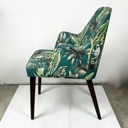 Austrian Thonet armchair from the mid-century with green "Ape" fabric upholstery.