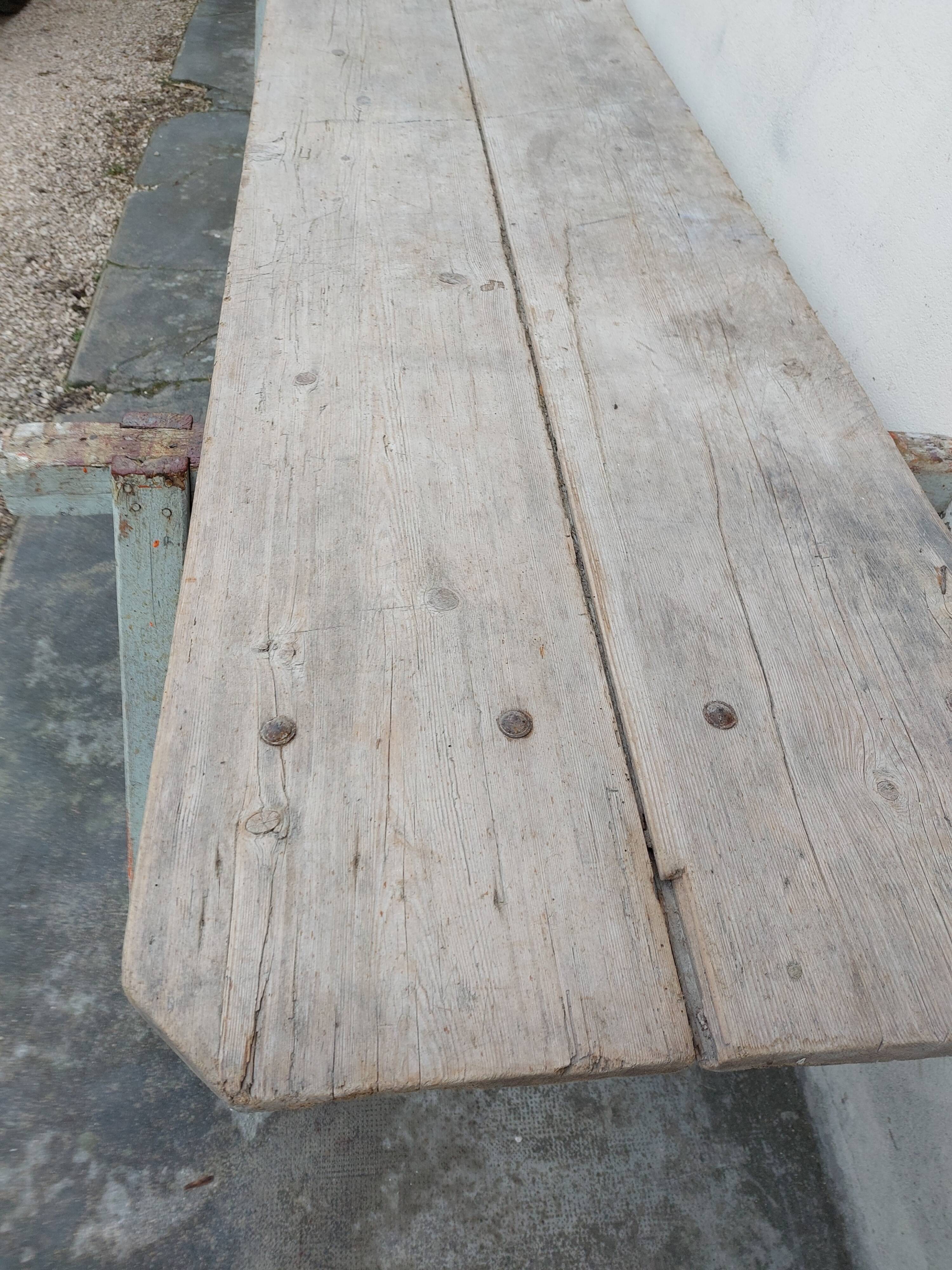 Workshop table in old wood 1950 -3m50