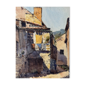 Watercolour painting by Paul Monnier "Plombières" near Dijon (21) around 1900