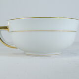 Green and gilded LIMOGES porcelain cup and cup lunch