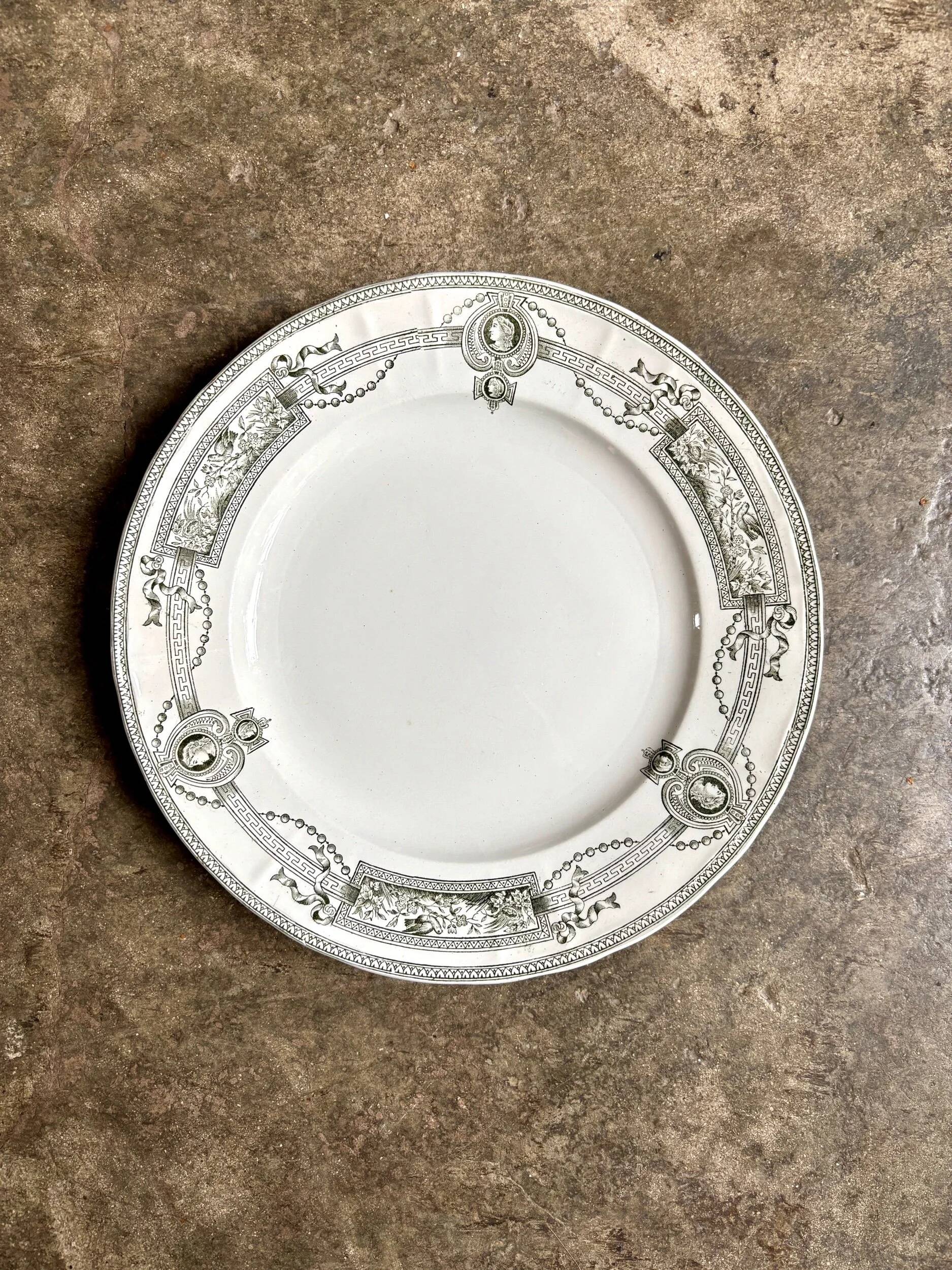 Flat plate in iron earthenware St Amand and Hamage, "Medallion" service