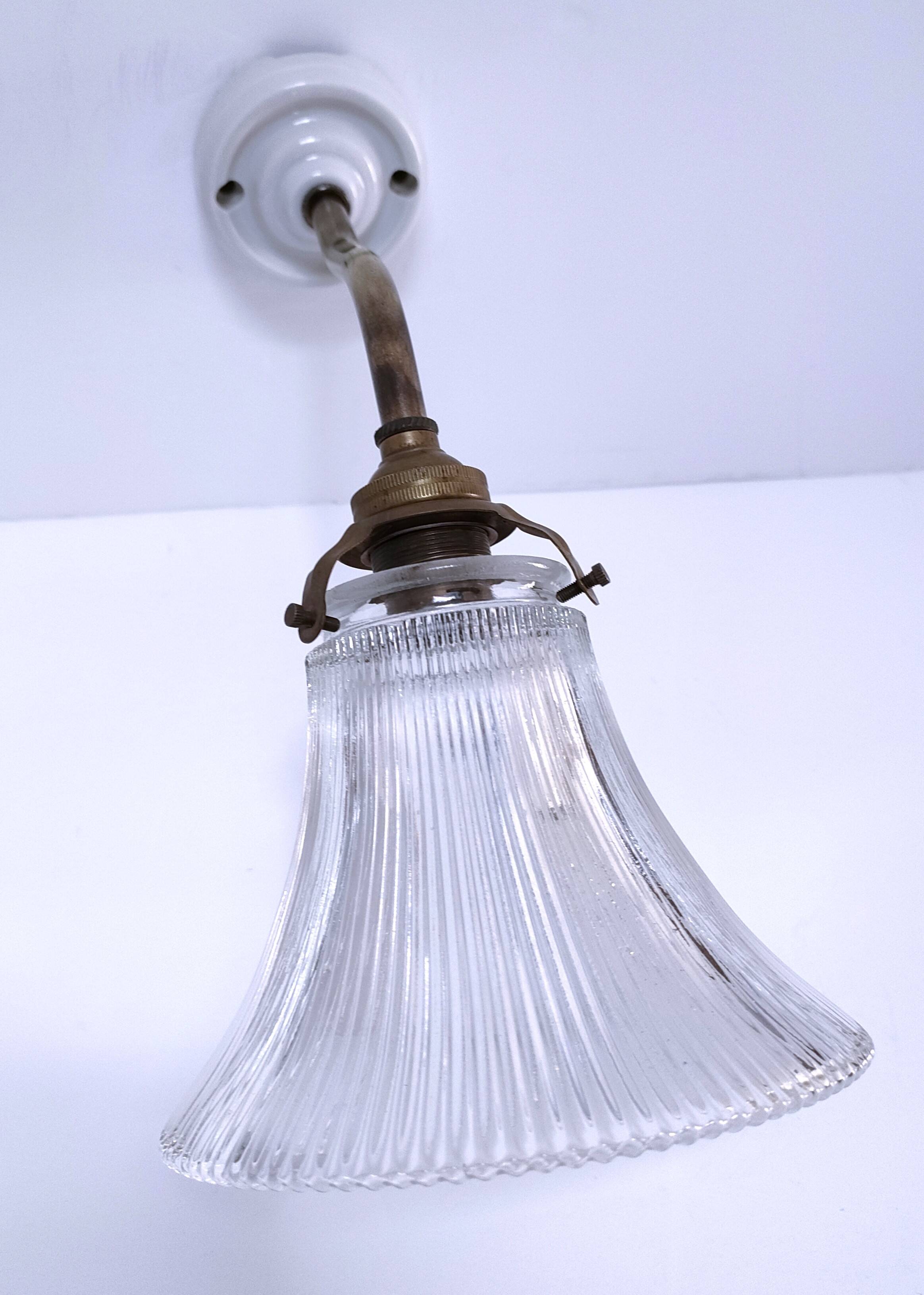 Brass porcelain glass wall light 1900