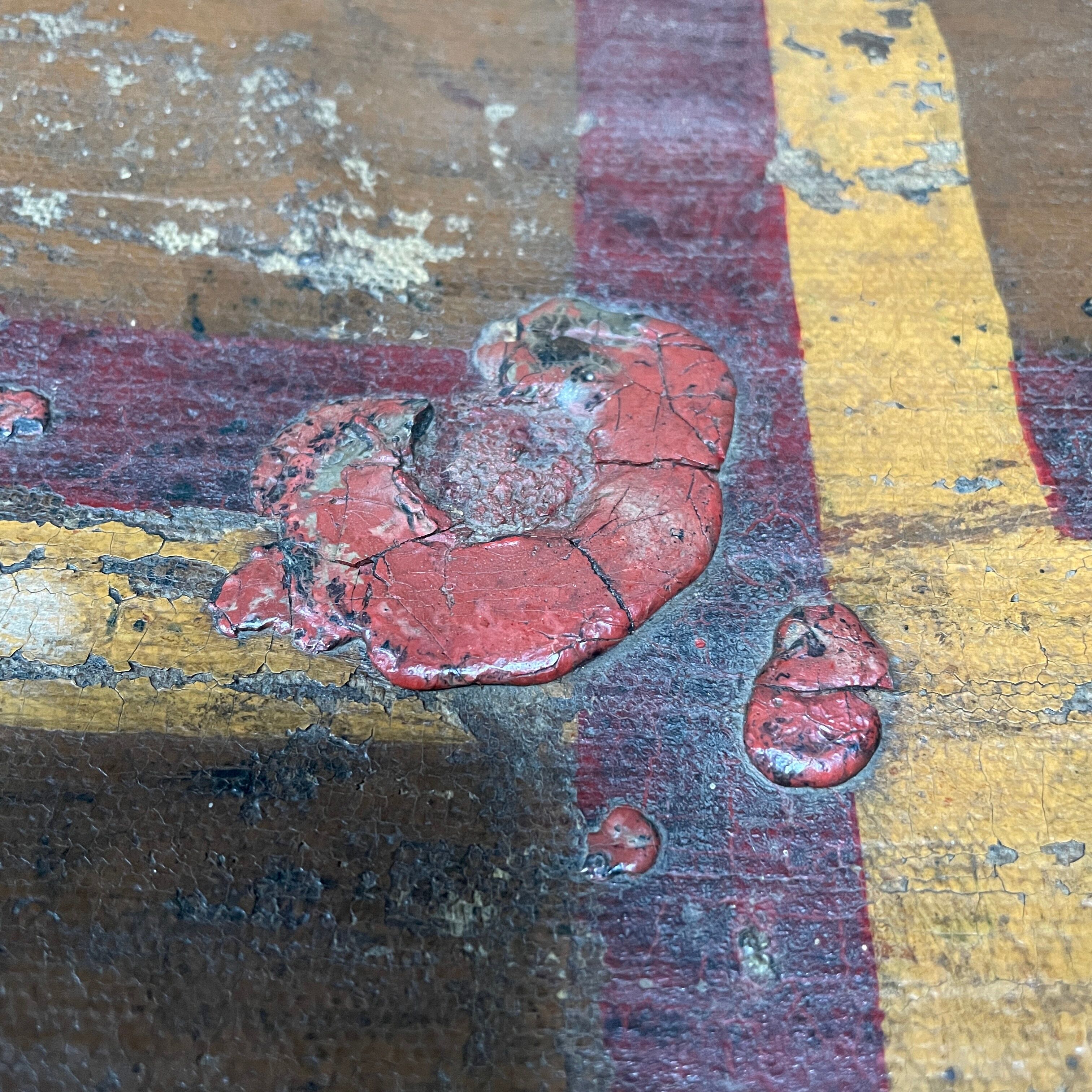 Antique brown travel case with wooden slides from the early 1900s