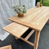 Raw wood farmhouse table