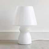 White vintage glass table lamp, mushroom lamp