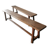 Paire de bancs anciens en chêne
