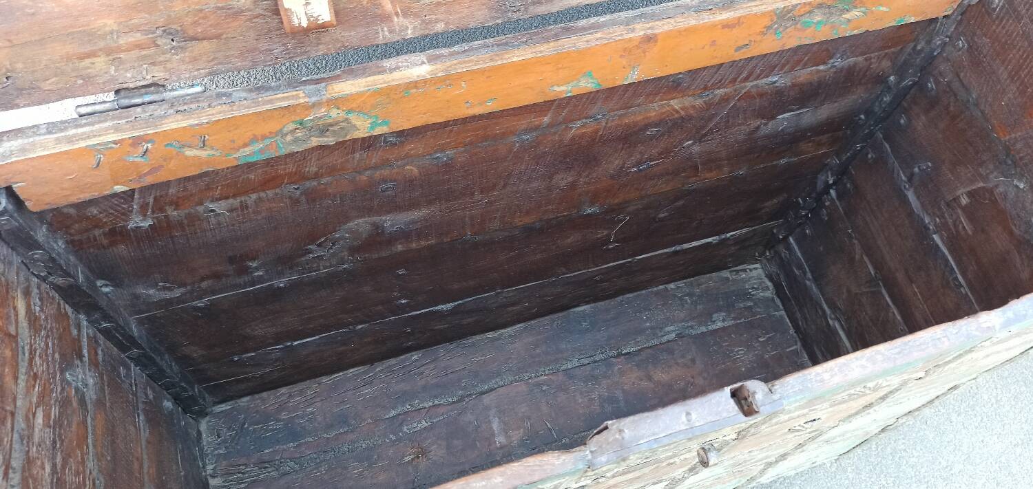 Old blue wooden chest