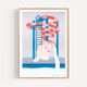 The Toboggan Woman, A4 Risograph, Signed Art Print