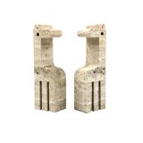 2 serre-livres girafes en travertin, F.lli Mannelli, Italie 1970