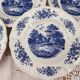 Lot de 5 assiettes creuses Sarreguemines modèle Romantic bleu