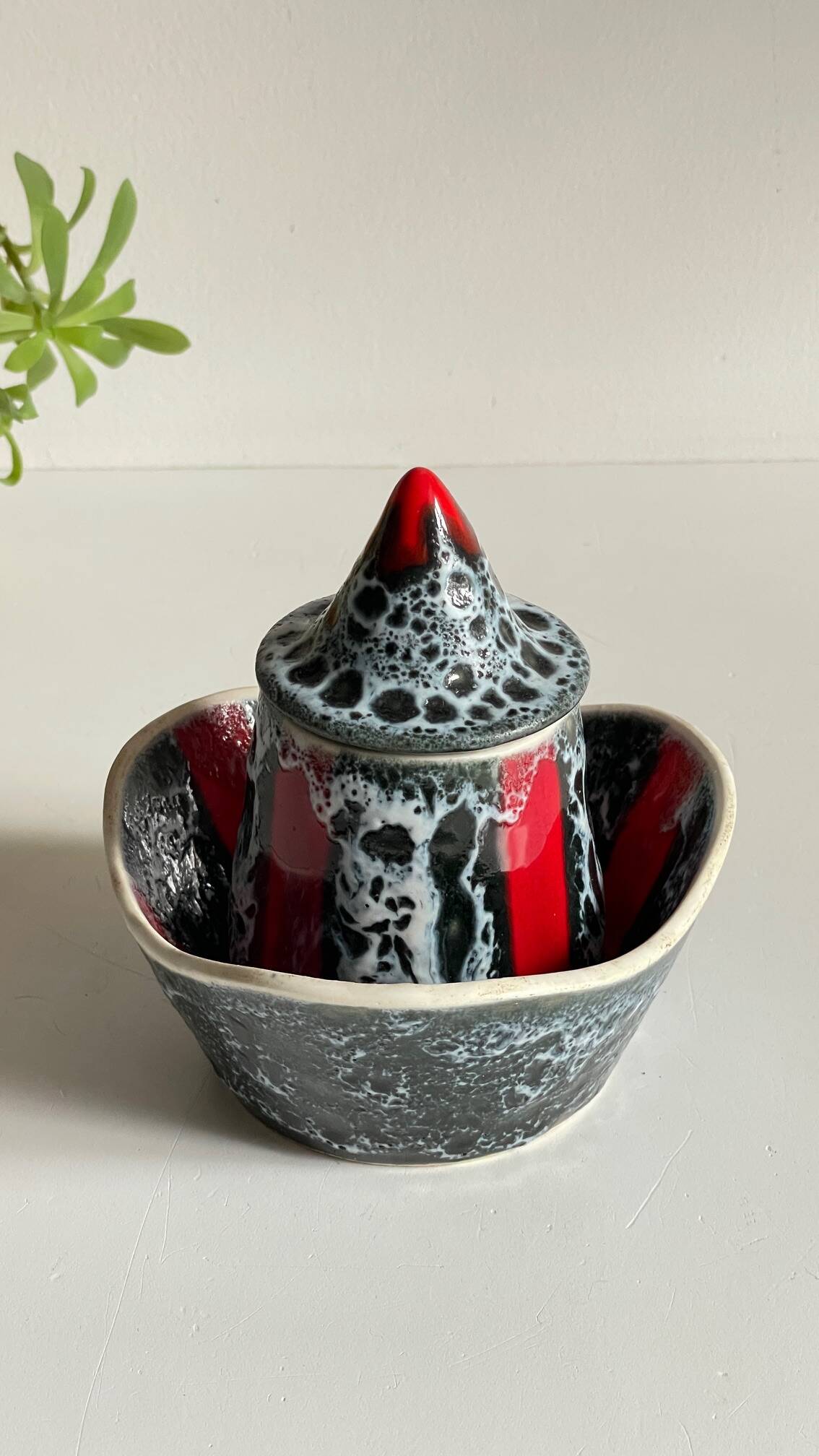Vintage Vallauris ceramic candy and sugar bowl