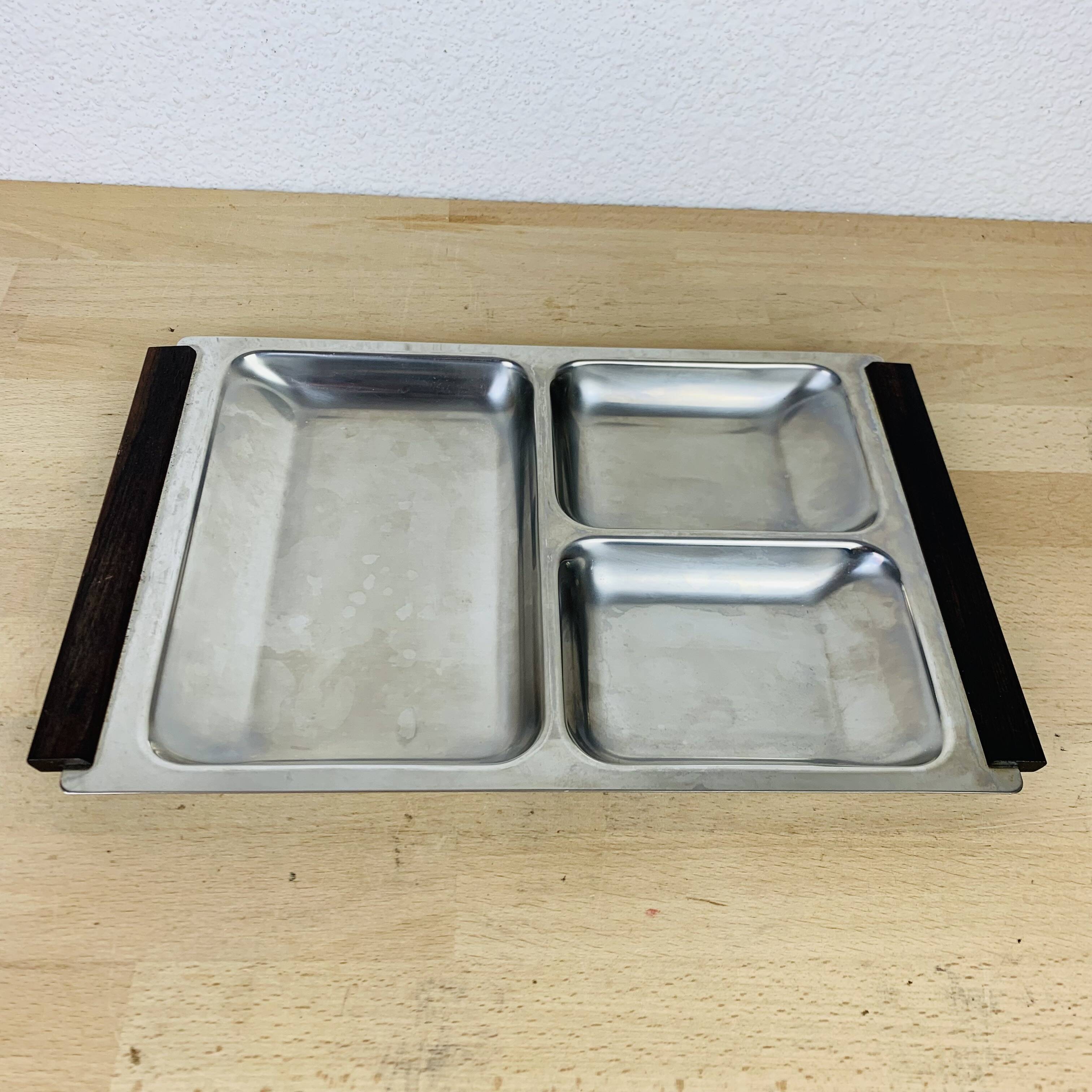 Danish Scandinavian teak stainless steel appetizer tray
