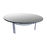 Chrome and glass tripod coffee table