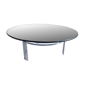 Chrome and glass tripod coffee table