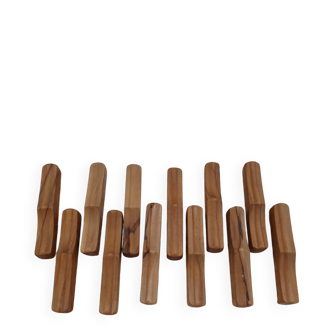 12 antique olive wood knife holders