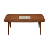 Table basse scandinave en teck et céramique, 1960