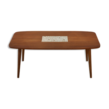 Table basse scandinave en teck et céramique, 1960