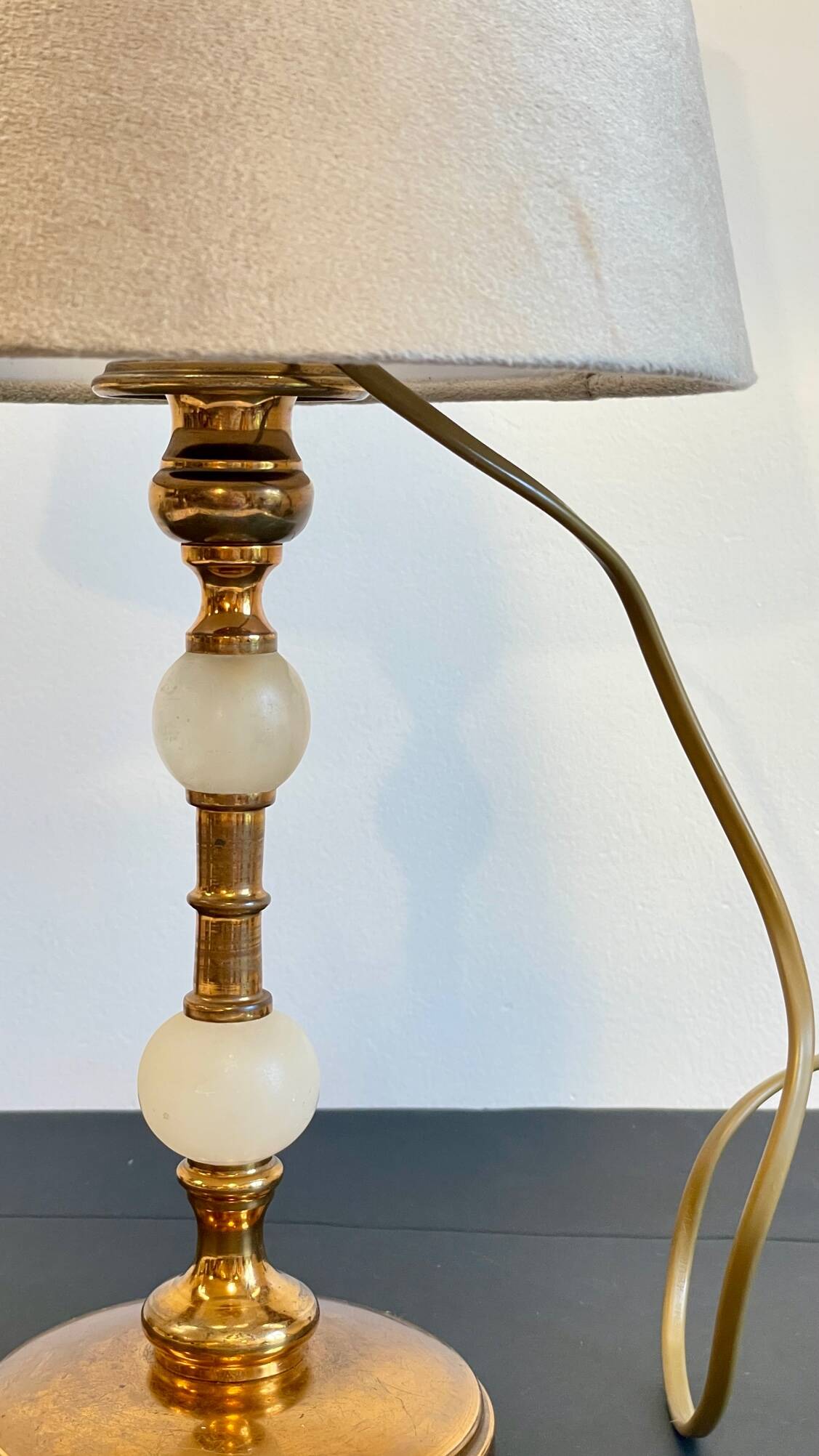 Vintage marble and velvet metal lamp