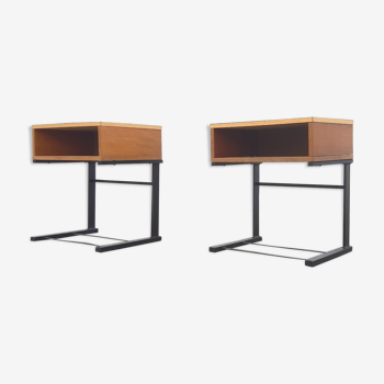 Paire de tables de chevets laminé et bois, 1950s