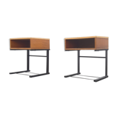 Pair of tables nightstands laminate and wood, 1950 s