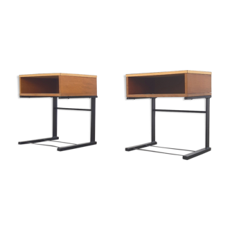 Pair of tables nightstands laminate and wood, 1950 s