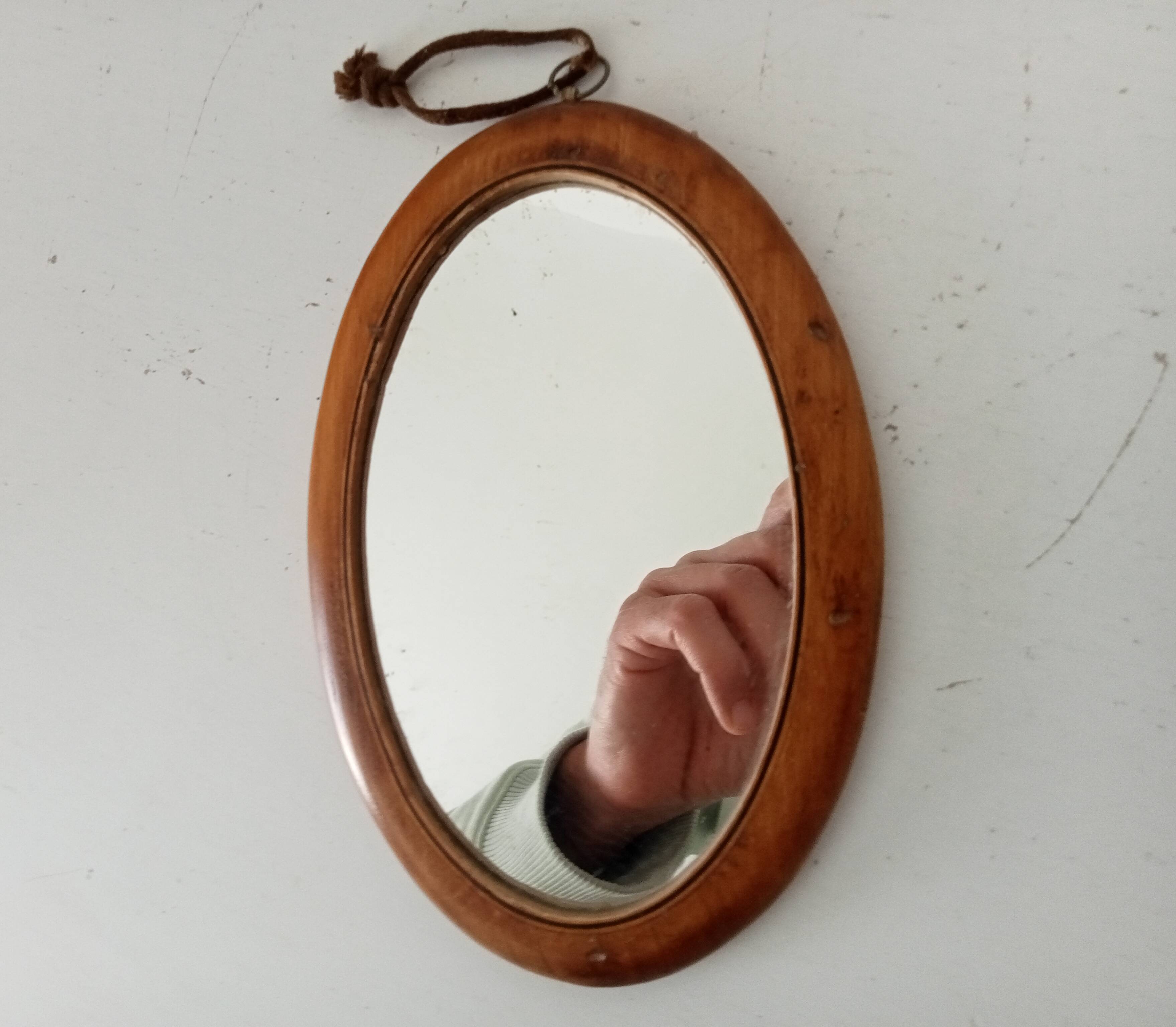 Mini antique walnut mirror from the 19th century.