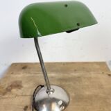 Lampe de table de banquier vintage en émail vert, années 1950