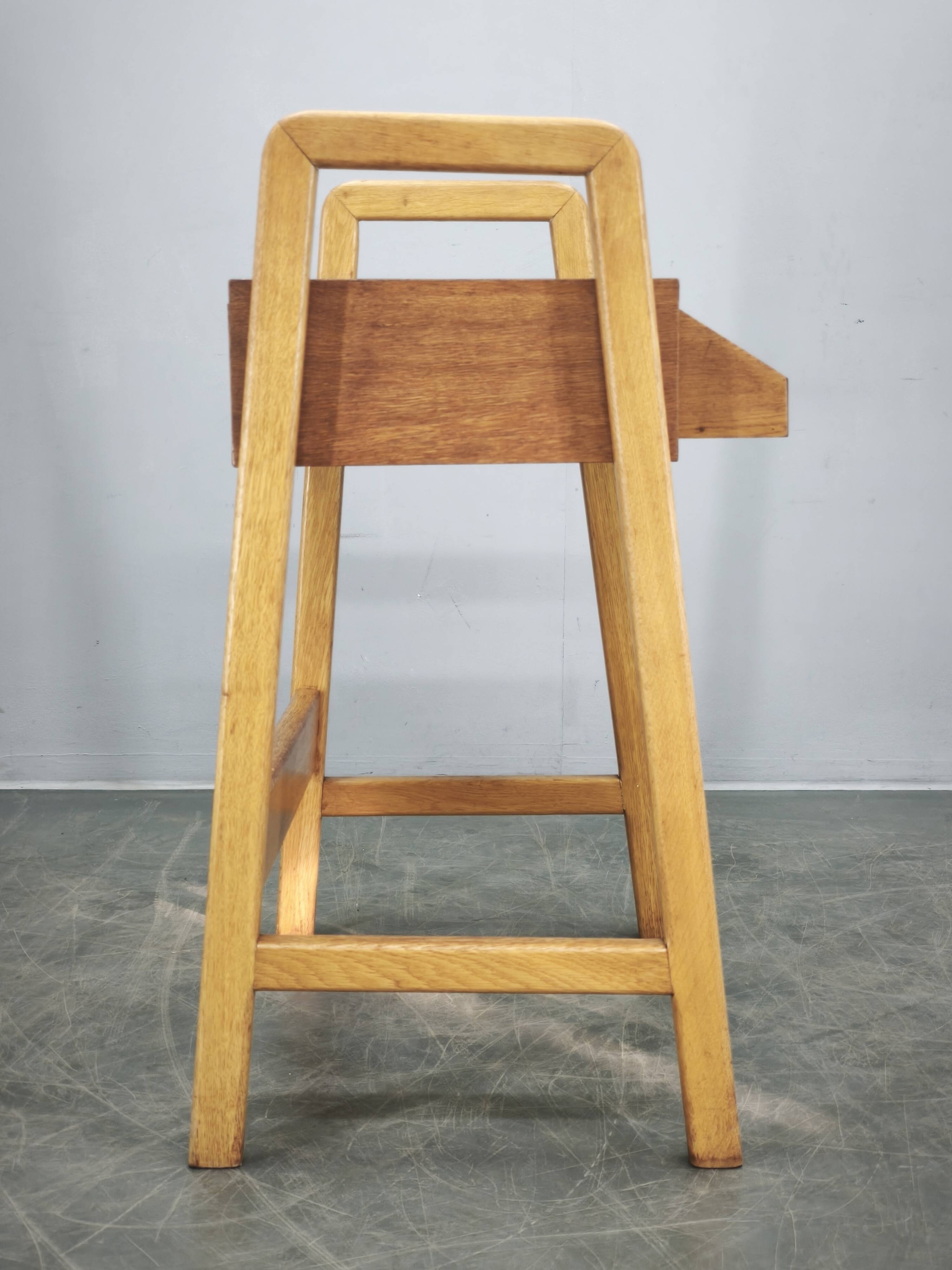 1960s Czech Oak Side Table with Integrated Storage Drawer