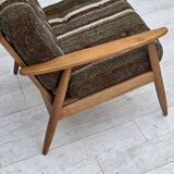 1970s, Danish armchair, beech wood, furniture wool fabric.