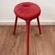 Ikea Red Metal and Wool Three pod Stool, Model Eskilstuna, 1990s
