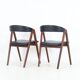 Set of 2 “A-Chairs” / teak chairs / recycling leather / black / Mid Century Danish Modern Design / 1960s