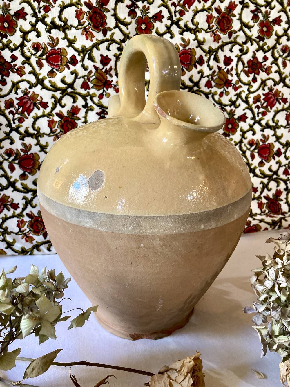 Yellow glazed terracotta gargoulette