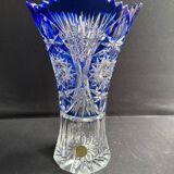 Large vase – Cut crystal lined with cobalt blue – Bohemia