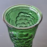 Vintage green glass vase with a fruit design in very good condition.