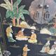Meuble chinois ouvrant à 2 portes laque noire et pierres dures