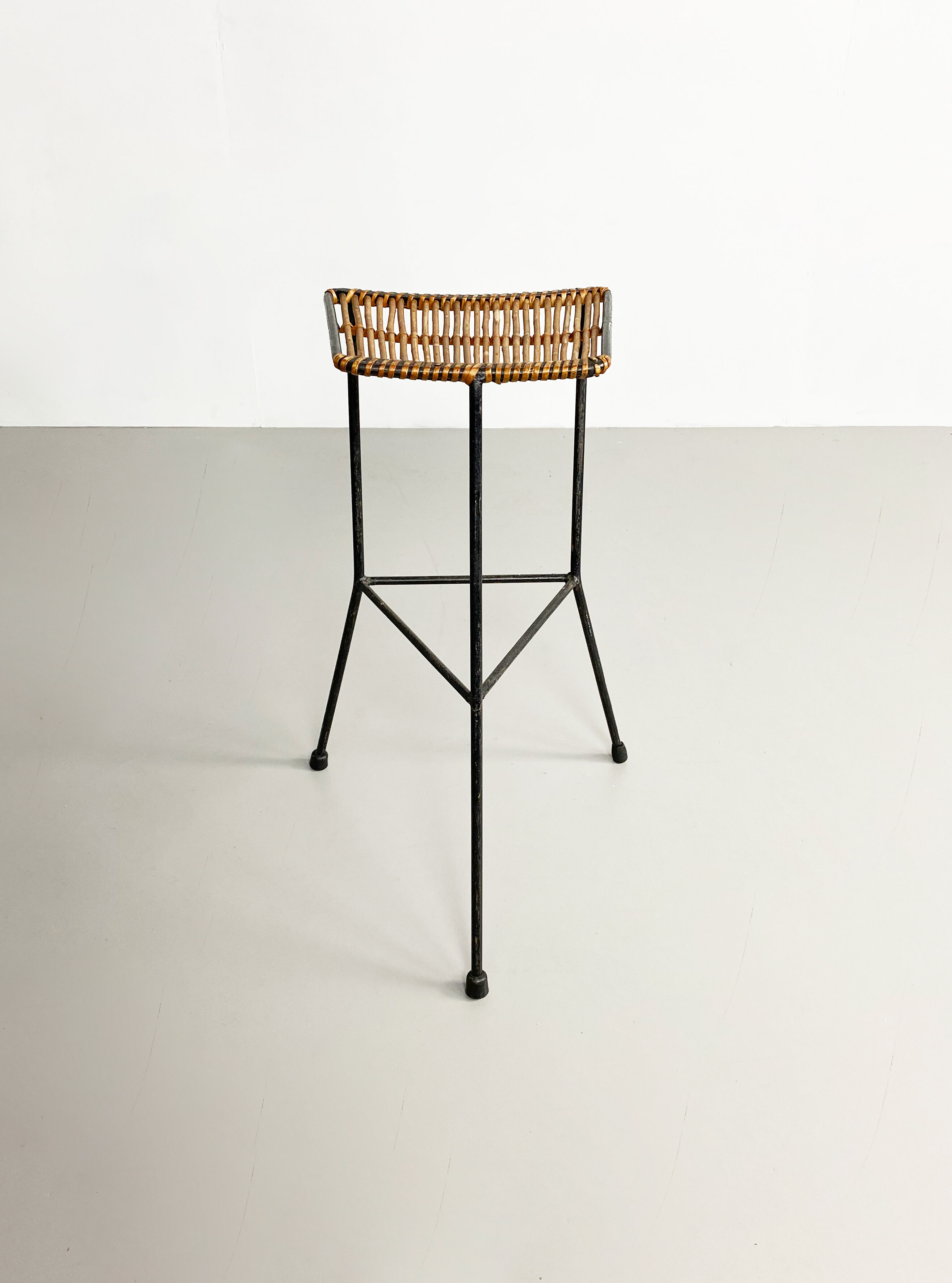 Rattan and Iron Bar Stool by Dennis Lennon, England, c.1950